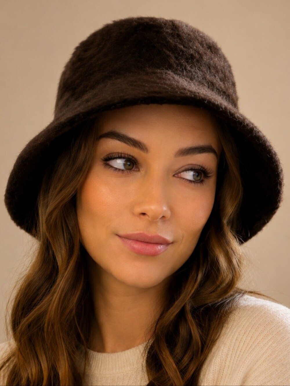 Vintage French Brown Rabbit Fur Bucket Hat